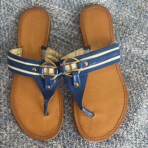 Tommy Hilfiger Blue and Tan Sandals